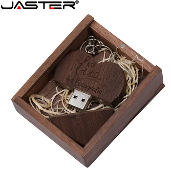 JASTER Corazón de Madera USB Flash Drive Memory Stick Pendrive de 4 gb 16 gb 32 gb 64 GB Logotipo de la Empresa Personalizados de Fotografía de la Boda Regalo