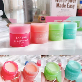 Corea del Cosmético Nuevo 8g coreano Laneige Labio Máscara para Dormir Esencia Mini Set con aroma Nutritiva Hidratante Cuidado de los Labios de la Sequedad