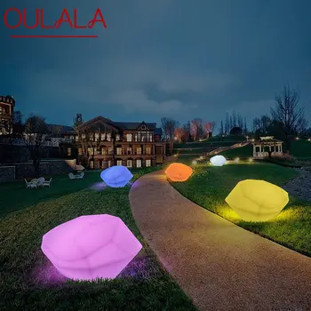 OULALA Moderno De 16 Colores de Luces de Césped USB Eléctrico 3D de Creative Piedra Blanca Con Control Remoto IP65 Decoración para el Jardín, Parque