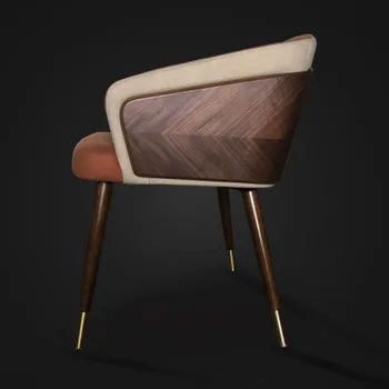 De estilo nórdico de madera maciza de metal en la pierna sillón moderno de lujo de la tela (de cuero) de la Barra de la Cafetería de la familia silla de comedor