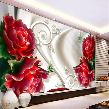 beibehang fondo de pantalla personalizado dormitorio papel tapiz mural de la moda en relieve de flores de la joyería de seda mural de la sala de estar decoración de la pared