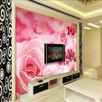 beibehang 3d de papel de pared mural de arte de la decoración de la imagen de fondo de color Rosa pétalos de rosa en inglés Sala de estar Restaurante de papel tapiz para paredes 3 d