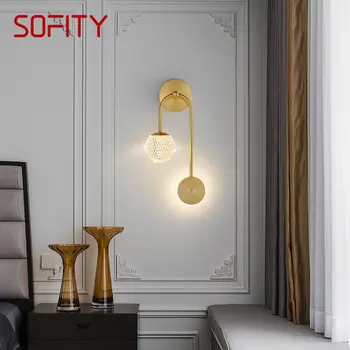 SOFITY Moderno Latón de Oro de la Mesilla de Iluminación LED de 3 Colores Precioso Creativa Lámpara de Pared para el Hogar Decoración de la Habitación de Cama
