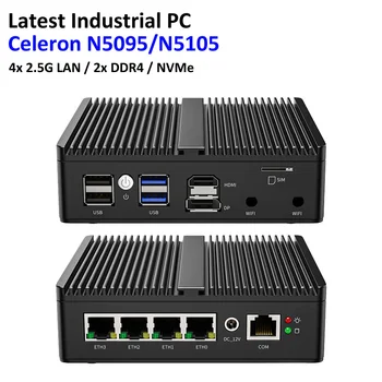 Sin ventilador Mini PC Intel Celeron N5105/N5100 Suave Router 4x Intel i225/i226 2.5 G LAN HDMI DP Firewall pfSense Aparato ESXI AES-NI