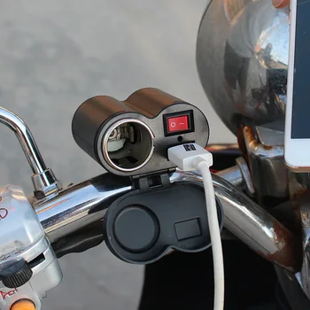 ROXGOCT Impermeable USB Manillar de la Motocicleta Cargador Con Adaptador de Encendedor toma de Alimentación para Teléfono Móvil