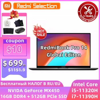 Xiaomi Portátil RedmiBook Pro 14 de Intel MX450 i5-11320H / i7-11390H 16 GB DDR4 512 GB PCIe SSD Versión Global Win10 Notebook PC NUEVA