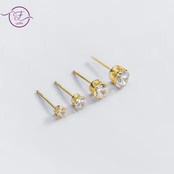 Plata de ley 925 Aretes de Moda Mini Flash Diamante del Oído de la Joyería de corea Pequeño, Pendientes de Diamantes para las Mujeres