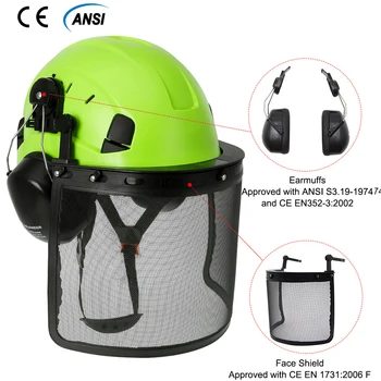Protección de Cara Completa de la Malla de Blindaje de la Máscara de la Silvicultura Motosierra Casco de Seguridad Brushcutter Trimmer de Protección casco con protección auditiva