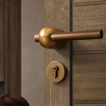 Nuevo estilo Chino cerradura de puerta del dormitorio en el interior de la sala de división de madera cerradura de la puerta verde de bronce silencio magnético de la manija de la puerta