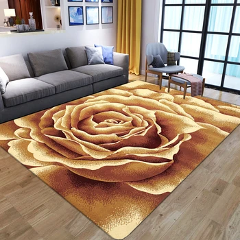Gran flor amarilla Impreso en 3D alfombra antideslizante de Gran Alfombra de la Decoración del Hogar, sala de estar dormitorio de franela suave de la mesita del sofá del Piso estera de tatami