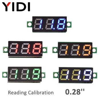 Mini LED Voltímetro Digital 0.28 Pulgadas DC 0-100V 2.5-30V Medidor de Voltaje Voltios Probador de Detector de Rojo, Verde y Azul para Coche Auto de la Motocicleta