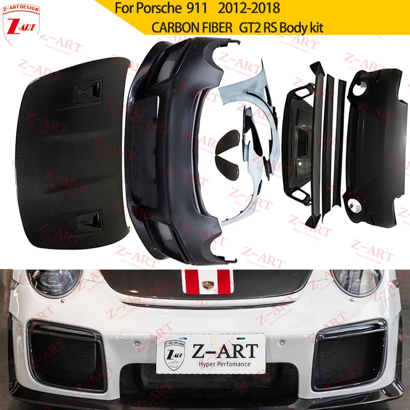 Z-ARTE GT2 RS Kit de carrocería Para el Porsche 911 2012-2018 de Fibra de Carbono Tuning Kit de Coche Vuelva a colocar los Accesorios Labio Delantero Faldones Laterales Kit de Spoiler - 0