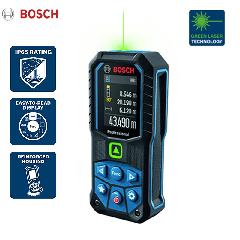 Bosch GLM50-23G Verde Telémetro Láser 2-en-1 Medidor de Distancia Cinta Digital Instrumento de Medición Profesional de la Herramienta eléctrica para el Hogar - 0
