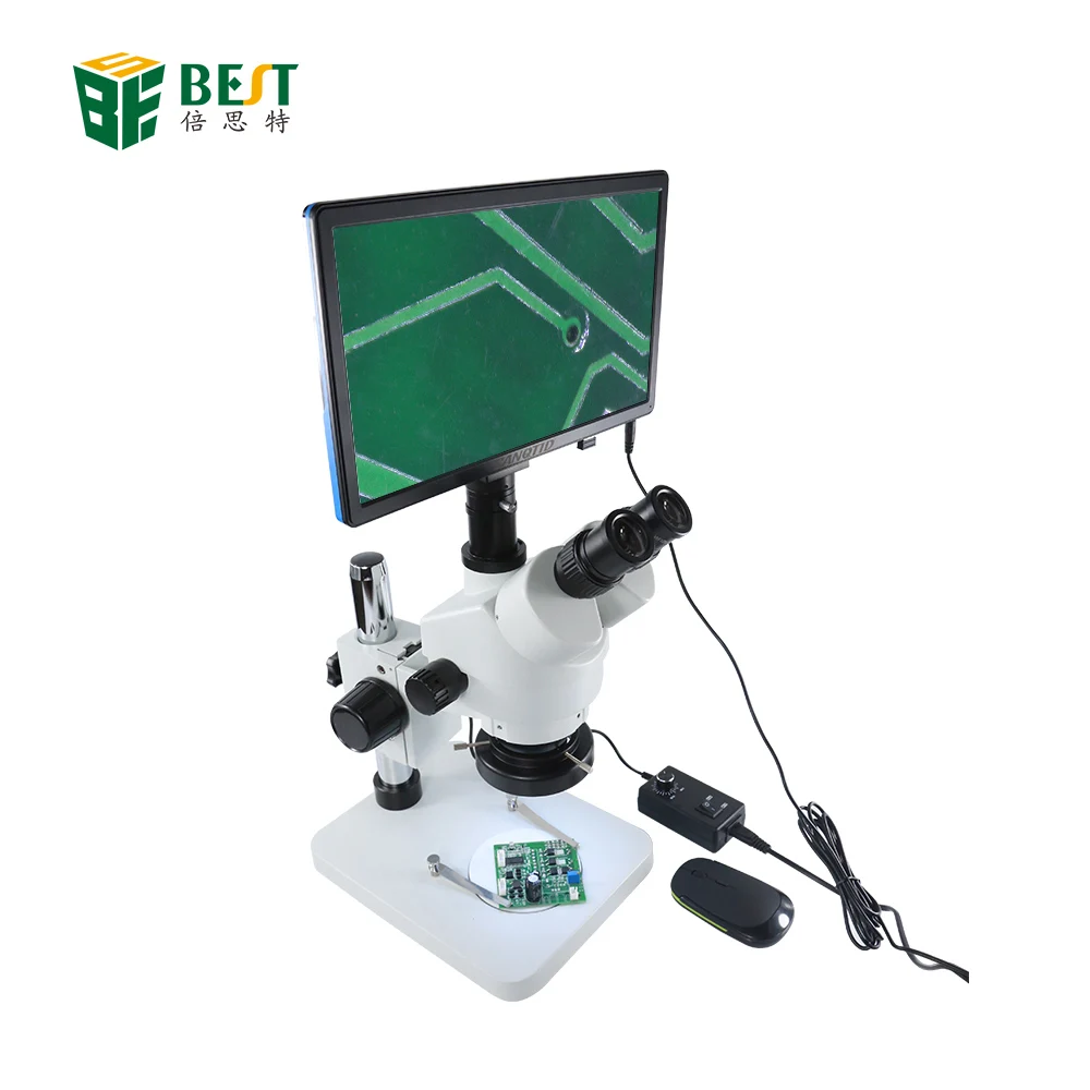 MEJOR LCD Zoom Continuo de Trinocular Microscopio Estéreo HD Cámara VGA Gran banco de trabajo de la Reparación del Teléfono las Herramientas de Soldadura - 0