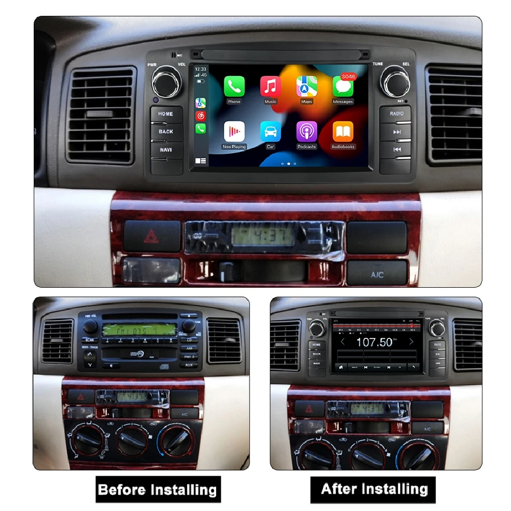 2 Din Para el Toyota COROLLA 2007 - 2013 Android 12 Radio de Coche Multimedia de Audio DSP Jugador de Navegación GPS del DVD Estéreo de Carplay Jefe de la Unidad de - 0
