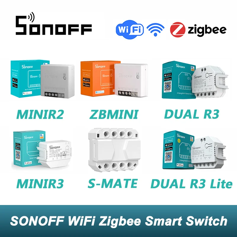 SONOFF WiFi, Zigbee Mini DIY Smart Switch ZBMINI / MINIR2 / MINIR3 / DUALR3 / DUALR3 Lite Interruptores Trabaja Con Alexa principal de Google - 0