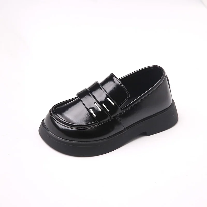 Los niños Británicos de la PU Zapatos de Niños 2023 Primavera Otoño Nuevos Niños' Vestido Negro Para las Niñas' Retro Casual Suela Suave LoafersShoes - 0