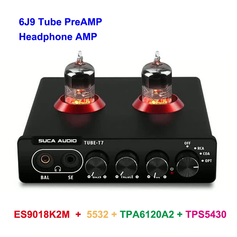 TPA6120 AMPLIFICADOR de Auriculares de 4.4/Audio Estéreo de 3,5 mm Bilis HiFi Preamplificador ES9018 6J9 Treble Bass Equalizer Preamplificador de Tubo de Vacío - 0
