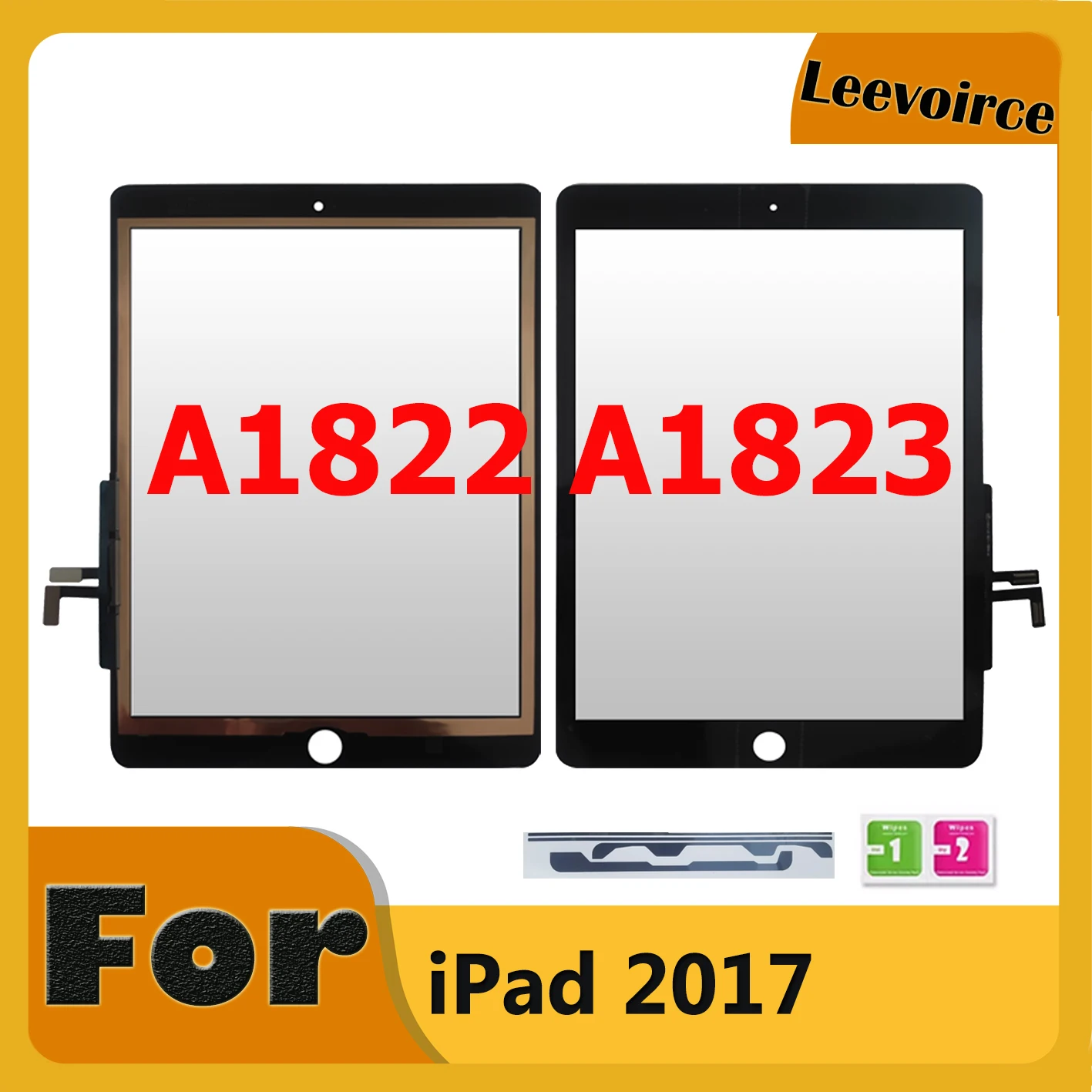 9,7 pulgadas Para el iPad 2017 Digitalizador de Pantalla Táctil Para el iPad de 9,7 2017 A1822 A1823 Vidrio de la Pantalla del Panel Táctil del Reemplazo de Envío Gratis - 0