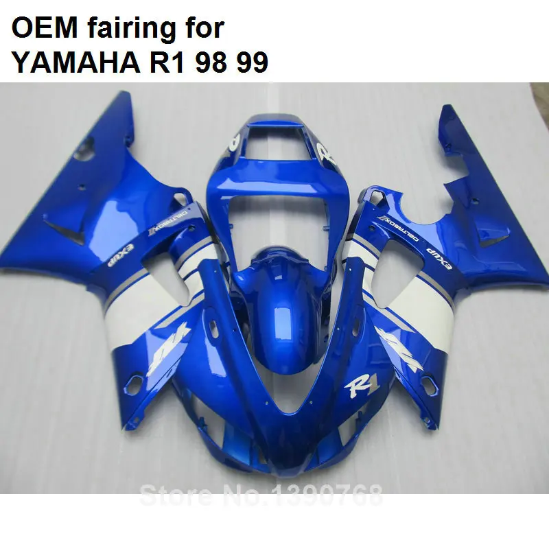 7 regalos de carenado para Yamaha moldeo por inyección de la YZF R1 1998 1999 color azul metálico blanco carenados conjunto YZFR1 98 99 CN23 - 0