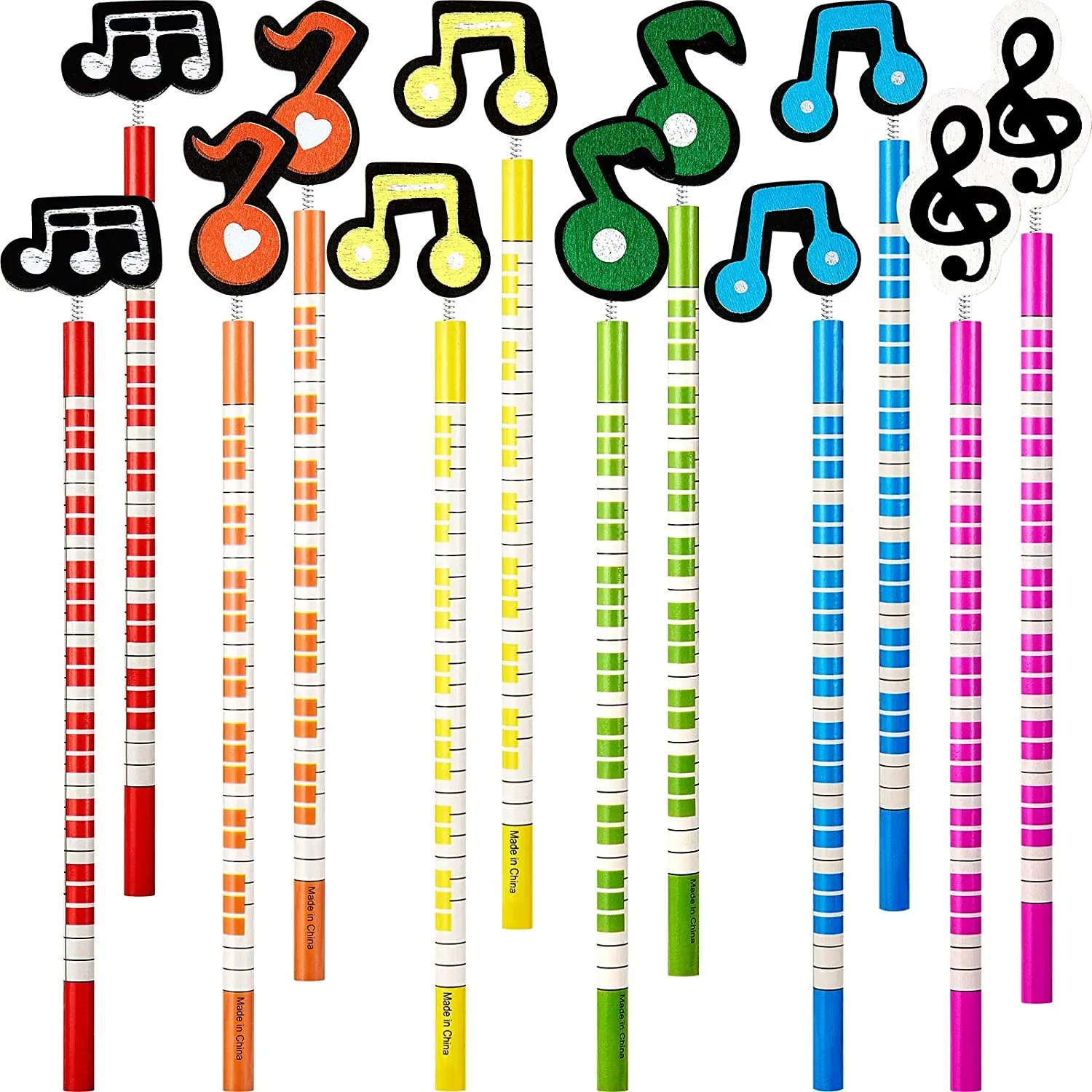 24Pcs Notas de la Música de Lápices de Madera de colores de la Raya de Lápices de Madera con Nota Musical de Adornos para los Estudiantes de la Escuela de Maestros - 0