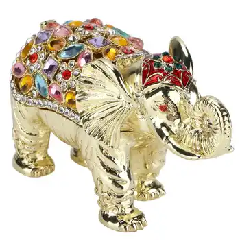 cosméticos organizador Elefante Caja de Joyería de diamante de imitación de Bejeweled Animal Estatuilla de la Baratija de la Joyería Titular de la Caja para las Mujeres Niñas