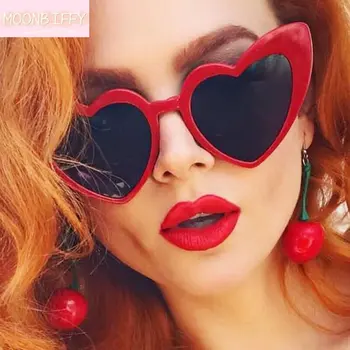 El amor del Corazón de Ojo de Gato Gafas de sol de Mujer de la Vendimia del Regalo de la Navidad Negro Rosa Roja en Forma de Corazón de Gafas de Sol para Mujer Uv400