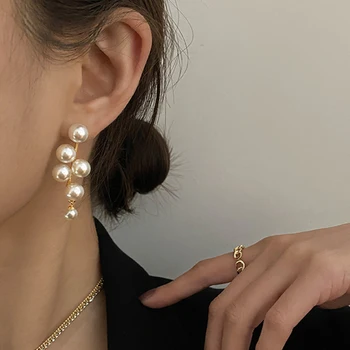 Nueva Moda de la Personalidad de corea de gran tamaño en Blanco de la Perla Pendientes de la Gota de las Mujeres de las Bodas de Oro de los Pendientes de la Joyería de Regalo de Cumpleaños