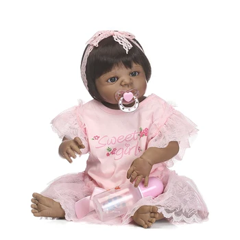 NPKCOLLECTION envío gratis renacer negro niña muñeca llena de vinilo muñeca suave en el tacto suave mejores juguetes para los niños en Cumpleaños