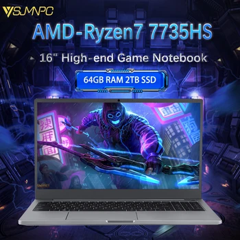 Nuevo de 16 Pulgadas de ordenadores portátiles para Juegos AMD Ryzen9 6900HX R7 7735HS 2.5 K IPS 165Hz 2*DDR5 4800MHz PCIE4.0 Win10/11Pro 2*Tipo C, WIFI 6 BT5.2