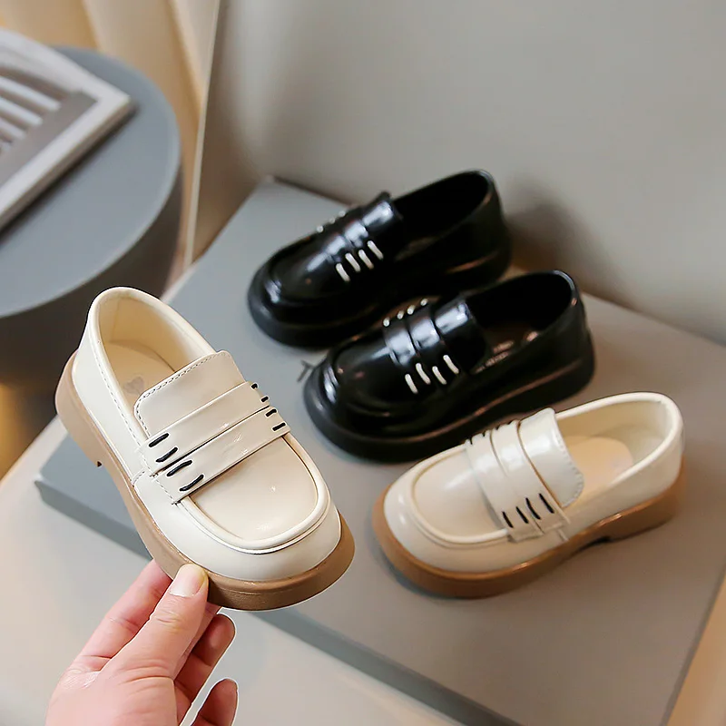 Los niños Británicos de la PU Zapatos de Niños 2023 Primavera Otoño Nuevos Niños' Vestido Negro Para las Niñas' Retro Casual Suela Suave LoafersShoes - 1