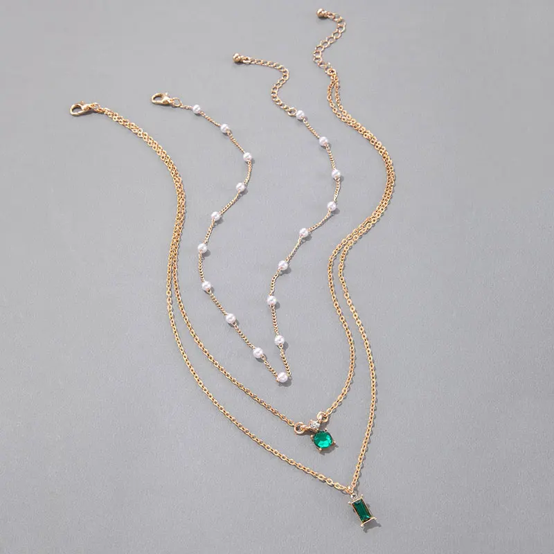 Tocona Elegante Verde de la Piedra de Cristal Colgante de las Mujeres del Collar del Encanto de Arroz Perla Collar Ajustable del Partido de la Joyería del Collar - 1