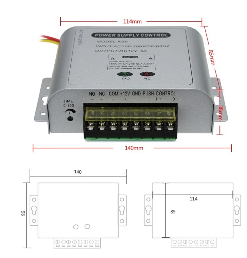 AC110V-240V de control de Acceso 12V5A cambiar la fuente de alimentación de la Puerta de Acceso del controlador de fuente de alimentación - 1