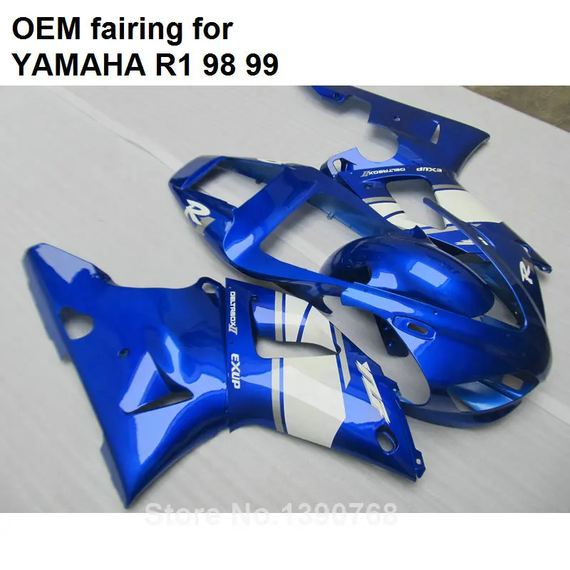 7 regalos de carenado para Yamaha moldeo por inyección de la YZF R1 1998 1999 color azul metálico blanco carenados conjunto YZFR1 98 99 CN23 - 1