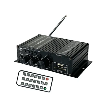 AK380 Audio de alta fidelidad Hogar Digital, Amplificadores de Audio del Coche de Bajo Poder de Bluetooth Amplificador de FM USB SD Radio de un altavoz