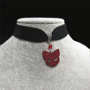 Joyería de moda Gato Rojo de la Cabeza Colgante Grande Collares para las Mujeres en el Hip-hop para Hombre Animal Collar de Accesorios de Verano
