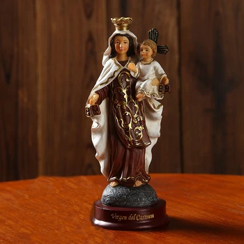 Diyalo Virgen con el Niño Jesús Figuritas de la Virgen de Carmen Crucifijo de Cristo en la Cruz Estatua Religiosa de la Colección de Decoración