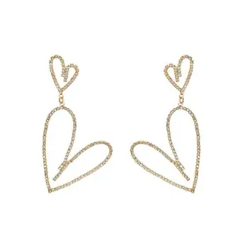 LuxHoney Hueco en Forma de Corazón de diamante de imitación Cuelgan Pendientes de la Gota para la Mujer Elegante Simple para la Fiesta de la Boda regalo de Cumpleaños