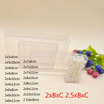 50pcs 2xBxC 2.5 xBxC Transparente de Navidad Caja de Regalo del PVC del Claro de Cajas de Plástico para el Caramelo de la Boda de la Joyería de Embalaje de la Caja de Almacenamiento 2Side