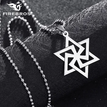 FIREBROS Libre de la Cadena de Acero Inoxidable Sello de Salomón Hexagrama Estrella de David Colgante de Israel Amuleto de la Mascota Collar de los Hombres de las Mujeres de la Joyería