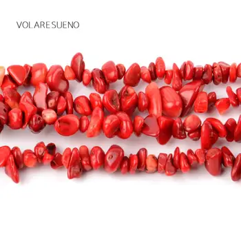 Irregular Coral Rojo de la Piedra de forma Libre Chip de Grava Natural Suelta Perlas de 16