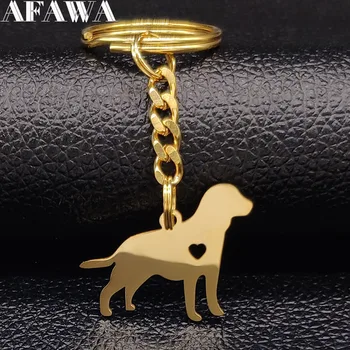 Nuevo de la Moda de los Animales Perro de Acero Inoxidable Llaveros para Mujer Color dorado Clave Colgante de la Joyería del porte de la clave de sol mignon K7762S07S07