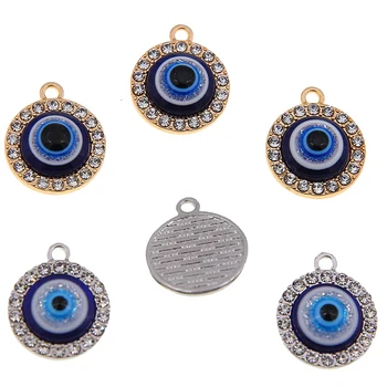 50pcs Lindo Mini Esmalte de Resina turco Mal de Ojo Amuletos de la Suerte Demonio de los Ojos Colgantes Collar de Bricolaje Accesorios de la Joyería de Hacer