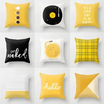 Forrado de cojines con amarillo impresión decorativa para geométrica cojines, cojines para decoración de la casa de la silla sofá