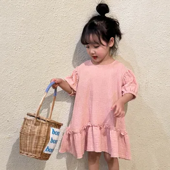 Los Niños Ropa De Las Niñas Vestido De Primavera Verano De Algodón De Estilo Coreano 2023 La Nueva Moda De Manga Corta Bebé De La Princesa De Vestir: Casual