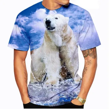 Animal Oso Polar de Impresión en 3D de los Hombres de Moda de Verano de la Camiseta de las Mujeres al aire libre Casual Camiseta de la Ropa de los Niños Fresca de Manga Corta Camiseta