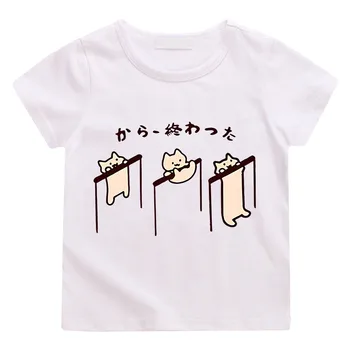Diario de Un Gato Gráfico Impreso Anime camisetas Kawaii Comic Camiseta de Niños/niñas Regualr Fit 100% Algodón de Manga Corta camiseta