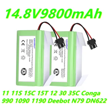 14.8 V 9800Ah de Li-ion Compatible con Eufy RoboVac 11 11S 15C 15T 12 30 35C Conga 990 1090 1190 Deebot N79 DN622