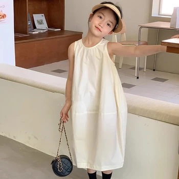 2023 Verano Vestido Blanco para las Niñas coreano Niños Vestidos Largos de la Princesa de la Playa Vestidos de Fiesta 3 4 5 6 7 Años NUEVOS Niños de Disfraces