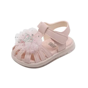 El verano de los nuevos niños de la Moda de Diamantes de la corona sandalias Niñas, Niño baotou con un presupuesto fijo zapatos de fondo suave arco de la princesa de los zapatos de bebé Antideslizante zapatos